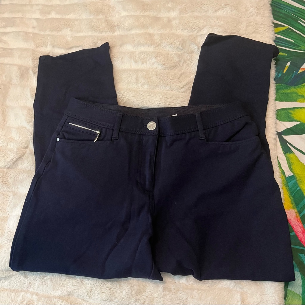 Chico’s 1 Short/Mp Dark Blue Crop Slim Straight Spring Summer Fall Preppy Pants